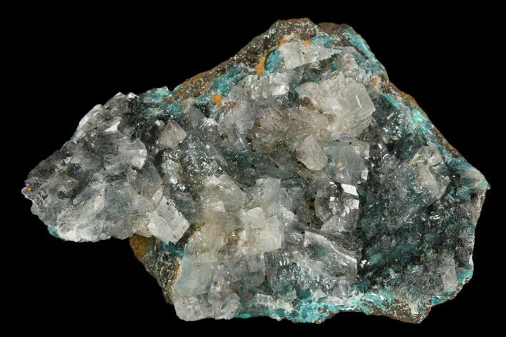Calcite Encrusted Fibrous Aurichalcite Crystals - Mexico #127186